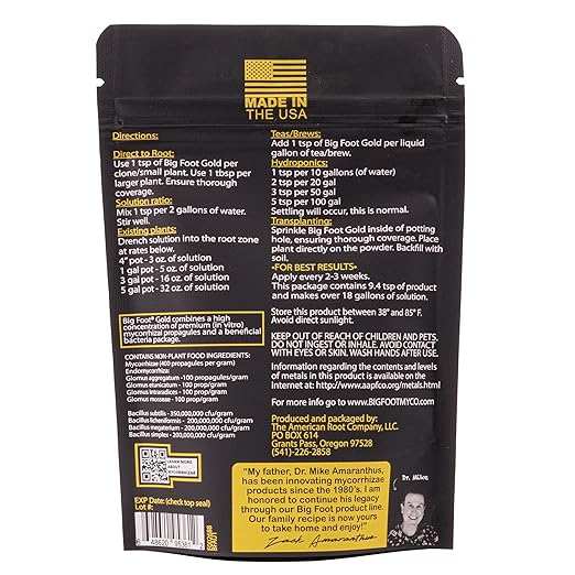 Big Foot Gold Mycorrhizal Fungi 1 oz, Beneficial Bacteria for Plant Growth, Root Stimulator, Super Concentrated 3-in-1 Formula for All Plants