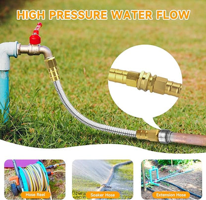 Garden Hose 10 FT, 304 Stainless Steel Metal Water Hose, Heavy Duty Flexible Leader Hose, Short Water Hose Kink Free Hose for Rv, Outdoor, Yard, No Bite, Leak proof and Durable