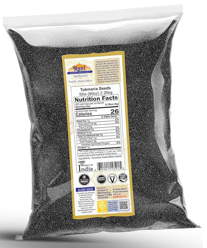 Rani Tukmaria (Holy Basil Seeds) 80oz (5lbs) 2.27kg Used for Falooda / Sabja Dessert, Spice & Ayurveda Herbal ~ All Natural | Gluten Friendly | NON-GMO | Kosher | Vegan | Indian Origin