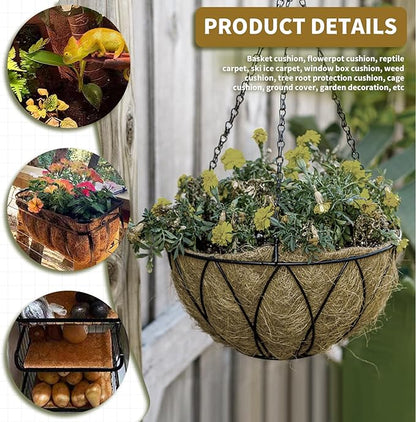 16X60 Inch Natural Coco Liner Roll, Coco Liners for Planters for Window Box Flower Basket, Coconut Coir Liner Sheets Mats for Hanging Basket, Animal Pet Pad, Garden Decoration