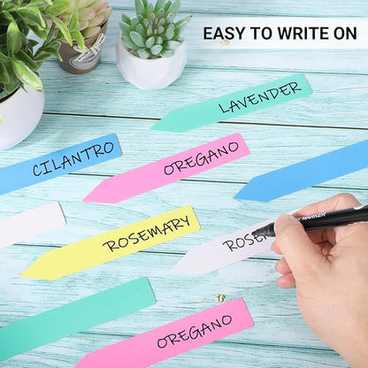 Greaner 100PCS Garden Labels, 6 Inch Plastic Plant Tags and Labels, Garden Signs for Plants, Garden Identification Stakes for Indoor Outdoor Plants, Garden Name Stakes with Garden Marker Pen-Colorful