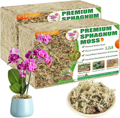 Legigo 4.4LBS Premium Sphagnum Moss for Plants- 80QT Natural Succulent Carnivorous Plant Moss Dried, Long Fiber Orchid Moss for Orchid Repotting Succulent Sarracenia Potted Plants Gardening & Reptiles