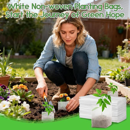 MAQIHAN Nursery Grow Bags - 100 PCS Non-Woven Fabric Grow Bags for Seedlings, Square Small Plant Nursery Bags for Seed Starting, Transplanting, Vegetables, Flowers, Home Garden Greenhouse, 4.7" x 4.7"