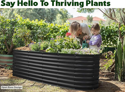 Plant & Plot Galvanized Raised Garden Beds Outdoor // 6×2×2 ft Planter Raised Beds for Gardening, Vegetables, Flowers // Large Metal Garden Box (Black) // Patented Tool-Free Design