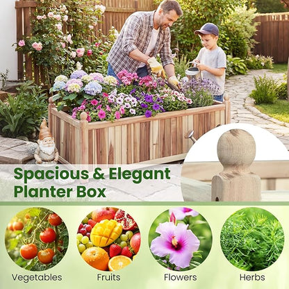 Giantex Acacia Wood Raised Garden Bed, 44"x23"x16" Rectangular Planter Box w/Black Liner for Growing Vegetable Flower Herb Fruit, Easy Assembly, Outdoor Planting Bed for Backyard, Garden, Lawn
