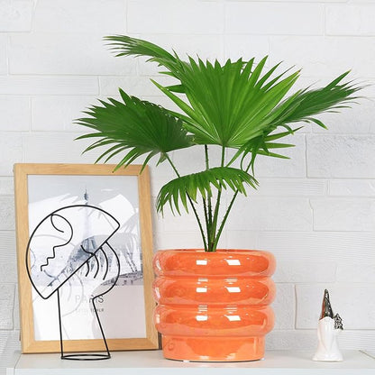 7.8 Inch + 5.7 inch 2 pcs Ceramic Plant Pots for Indoor Plants, Rainbow Pearl Glaze Planter with Planters for Plants with Drainage Hole, Orchid Pots, Succulent Pot, Flower Pot (Orange)