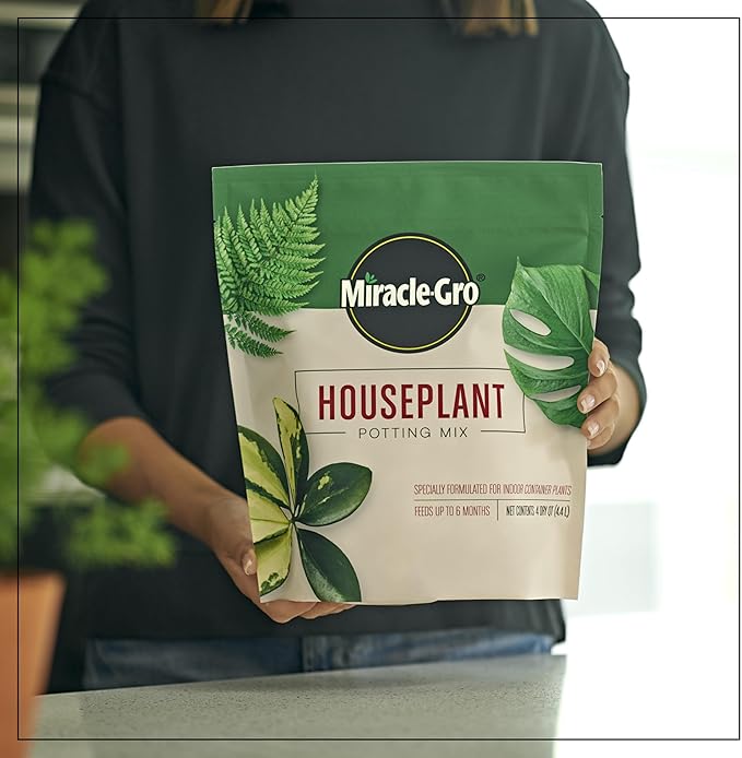 Miracle-GRO Houseplant Potting Mix, for Indoor Container Plants, Feeds for up to Six Months, 4 qt. (3-Pack)