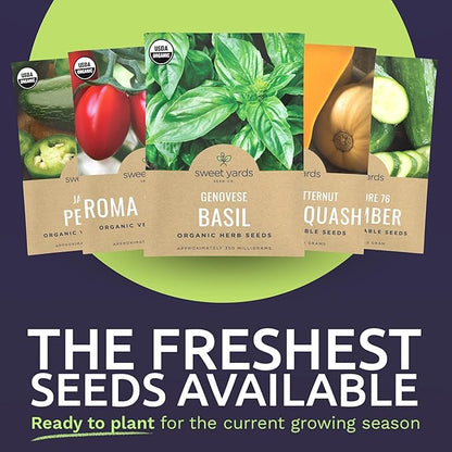 Organic Seeds Gardener Variety Pack - 30 Individual Packs - 2026 Season - Arugula, Basil, Winter Squash, Nantes Carrots and More! for Indoor & Outdoor Planting (Non-GMO, Certified Organic)