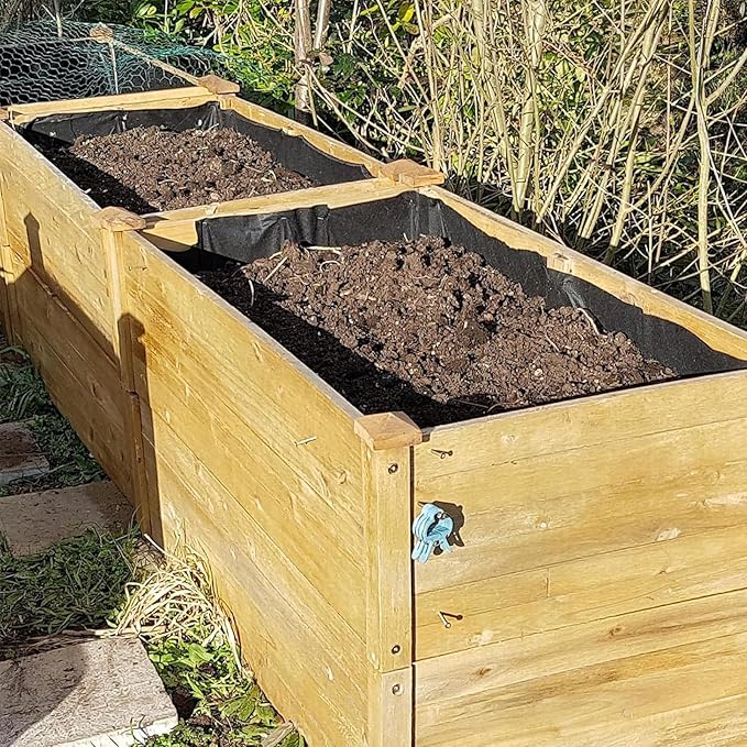 Raised Garden Bed Liner Non-Woven Fabric, Elevated Planter Box Replacement Fabric for Outdoor Raised Beds Vegetable Trugs Backyard Flowerbeds, Holds Soil Allows Water to Drain