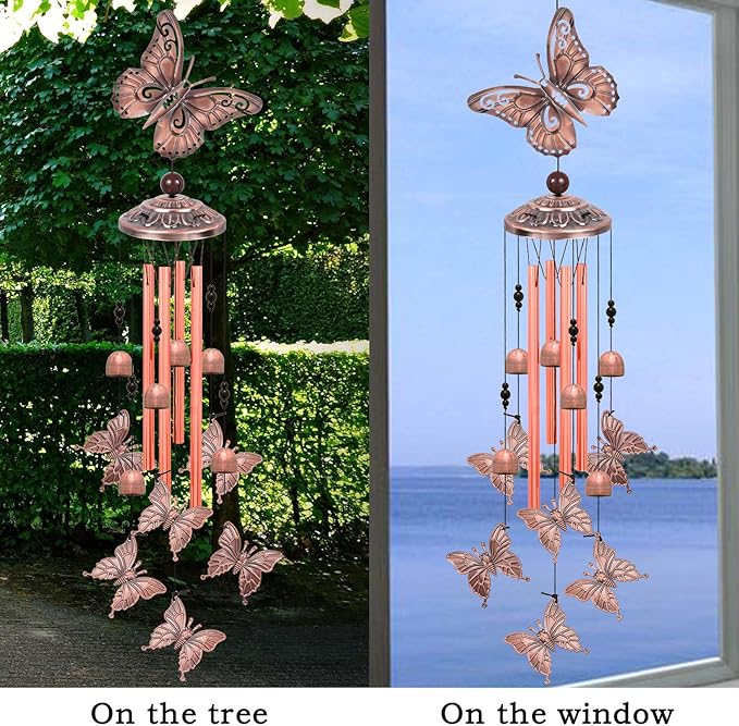 Solawindchime Outdoor Butterfly Wind Chimes, Butterfly Memorial Wind Chimes, Gift Wind Chime, Butterfly Wind Bell, Gifts for Women, for Home, Garden, Indoor, Outdoor Decoration, Garden Wind Chime