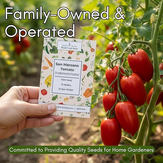San Marzano Tomato Seeds for Planting - Non-GMO, Heirloom Tomato Seeds, Indeterminate Sauce Tomato Variety for Home Vegetable Gardens | Woods Creek Seeds