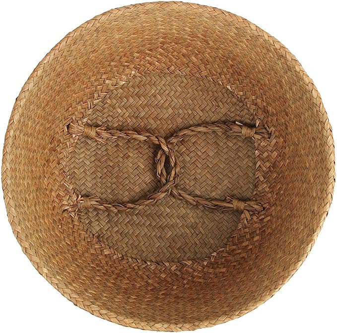 Woven Seagrass Belly Basket for Storage, Plant Pot, Laundry, Picnic and Grocery Basket with Handle (Large, Original)