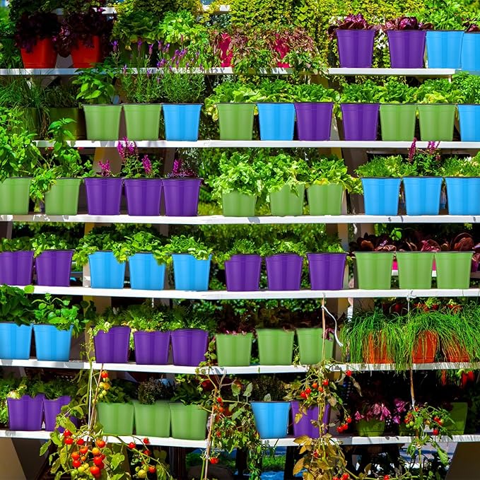 Havawish 150 Pcs 4 Inch Plastic Nursery Pots Seedling Starting Pots with Drainage Holes Thicken Flower Planters Seed Starting Indoor Outdoor for Seedling Cutting Transplanting(Multicolor)