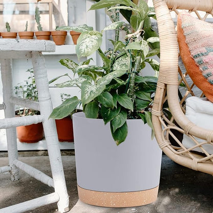 QCQHDU 12 inch Plant Pot, 2 Pack Planters for Indoor Plants with Drainage Holes & Saucer, Outdoor Flower Pots Home Garden Modern Decor