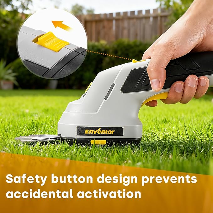 Enventor Cordless Hedge Trimmer and Grass Shear, 7.4V 2000mAh Lithium-ion Rechargeable Battery, 2-in-1 Handheld Electric Grass Trimmer, Small Hedge Cutter with 2 Interchangeable Blades