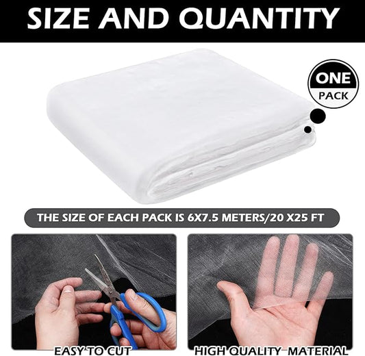 Hoolerry Mosquito Netting Ultra Fine Garden Netting Large Plant Covers Bird White Bug PE Mesh for Protecting Vegetable Fruits Flowers Tree Frost Animals(20 x 25 Ft)