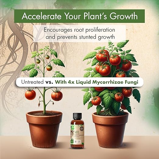 4oz Mycorrhizae for Plants, 4X Liquid Mycorrhizal Inoculant for Strong Roots, Concentrated Myco Fungi for Massive Root Growth - Ideal Mycorrhiza or Mycorrhizal for Plants to Avoid Transplant Shock