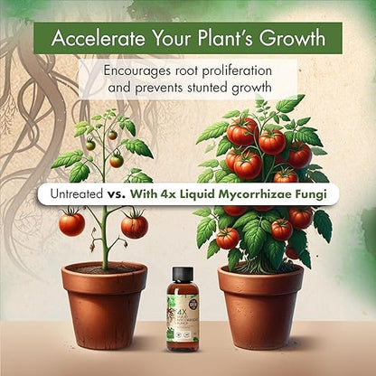 4oz Mycorrhizae for Plants, 4X Liquid Mycorrhizal Inoculant for Strong Roots, Concentrated Myco Fungi for Massive Root Growth - Ideal Mycorrhiza or Mycorrhizal for Plants to Avoid Transplant Shock