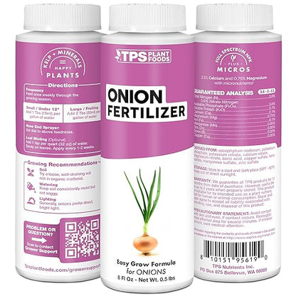 Onion Fertilizer for Onion Plants, Also Great for Garlic, Shallots, and Other Alliums, Liquid Fertilizer by TPS Plant Foods, 8 oz (250mL)