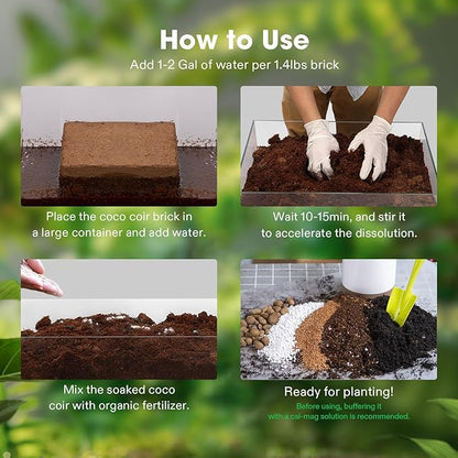 VIVOSUN Coco Coir Brick and Plant Food Nutrients Base A(4-0-1) & B(1-4-2) Bundle, All Purpose Liquid Fertilizer, Hydroponic Plant Food Supports Vegetative and Flowering Stages for Outdoor & I