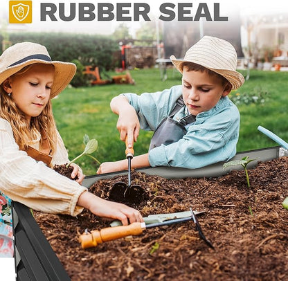 DWVO 2pcs 8 x 4 x 1 FT Raised Garden Bed Kit, Outdoor Galvanized Flower Bed with Safety Rubber and Gloves, Large Metal Planter Box for Vegetables, Flowers, Herbs, Fruits, Black