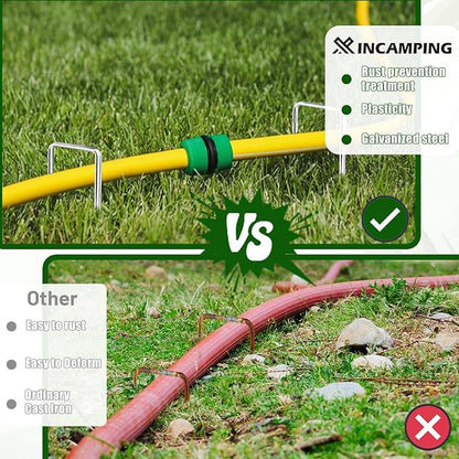 122 Pack 6in Landscape Staples Galvanized Garden Stakes Plant Stakes for Garden,Yard,Field,Plastic Sheeting,Cages