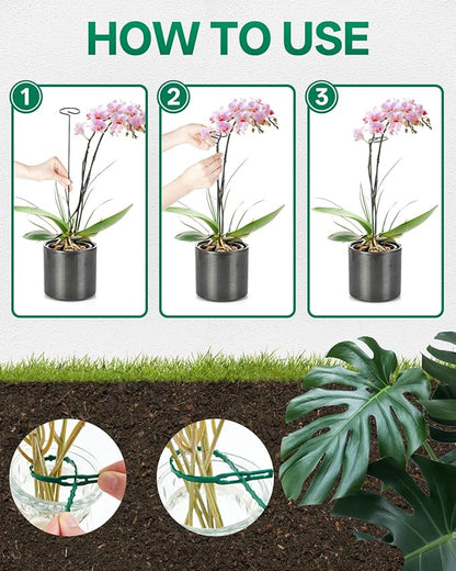 Breeze Touch 6 Pack Plant Stakes, 35.4 Inch Plant Support Stakes with 15 Twist Ties, Plant Sticks Support, Flower Stakes for Plants Peony, Tomato Seedling, Marigold, Amaryllis, Sapling, Coreopsis