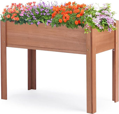 Raised Garden Bed with Legs, 40x20x31'', Solid Wood Elevated Planter Box for Outdoor Backyard Patio