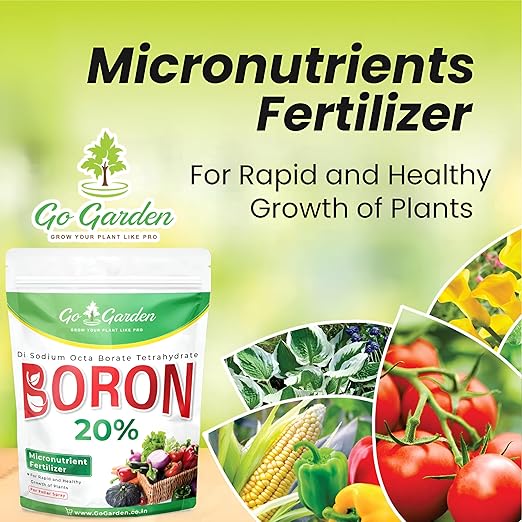 Go Garden Boron 20% Micronutrient Fertilizer - Boosts Vegetable Growth, 250g Powder Fertilizer for Plants