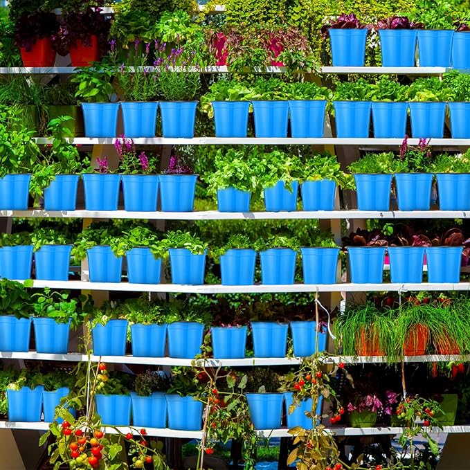 Havawish 150 Pcs 4 Inch Plastic Nursery Pots Seedling Starting Pots with Drainage Holes Thicken Flower Planters Seed Starting Indoor Outdoor for Seedling Cutting Transplanting (Blue)