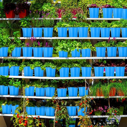 Havawish 150 Pcs 4 Inch Plastic Nursery Pots Seedling Starting Pots with Drainage Holes Thicken Flower Planters Seed Starting Indoor Outdoor for Seedling Cutting Transplanting (Blue)