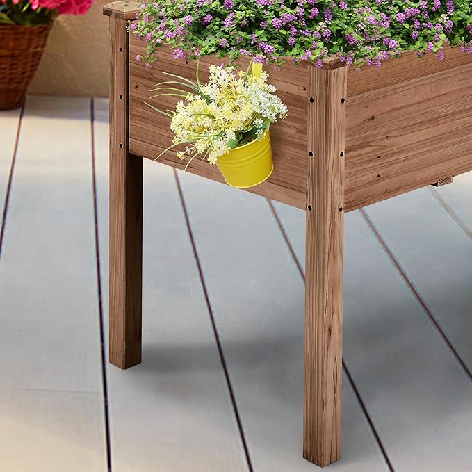 Topeakmart Wooden Garden Planter Boxes 48 X 23 X 30in Elevated Raised Garden Bed Outdoor with Legs Wooden Gardening Box for Flower/Vegetable/Herb/Tomato/Backyard/Patio, 2pcs