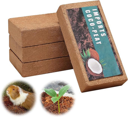 Coco Coir Brick - 4 Pack Natural Compressed Coco Peat Brick Coconut Fiber Substrate with Low EC and pH Balance for Vegetables, Flowers, House Plants, Herbs, Gardening Supplies