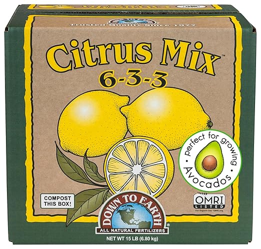 Down To Earth All Natural Fertilizers Organic Citrus Mix - Plant Food for Lemons, Limes, Oranges and Avocados 6-3-3, 15 lb