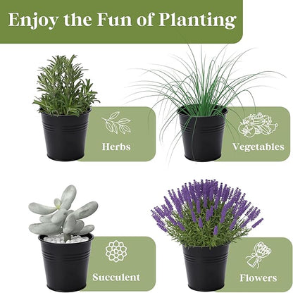 PERFNIQUE Indoor Herb Garden, Herb Planter for Indoor/Outdoor, Farmhouse Plant Pots, Windowsill Herb Garden with Tray(Planter only) Window Pots