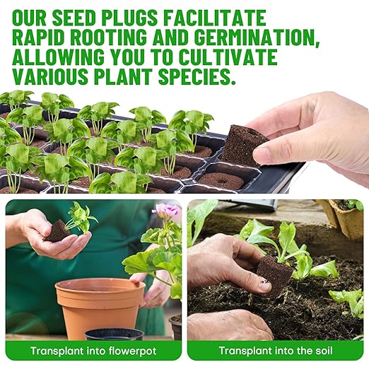 50 Pcs Seed Starter Plugs,Replacement Root Grow Sponges Plant Plugs,Great for Soil, Tray or Planting Pods, Promotes Herbs, Vegetables and Flowers Growth
