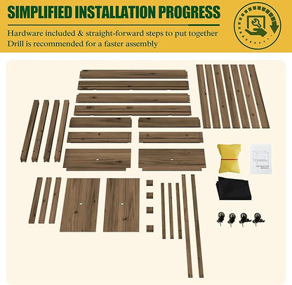 48x24x33in Raised Garden Bed Featuring Legs, Outdoor Elevated Wood Planted Box Equipped with Wheels & Shelf for Vegetable Flower, Backyard and Patio, Rustic