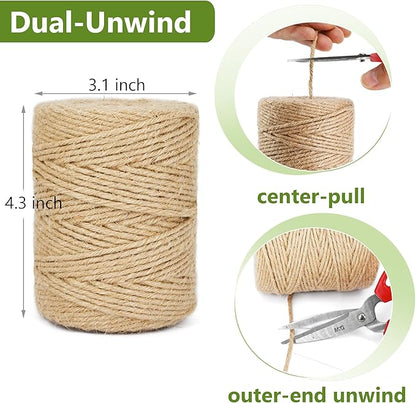 Leecogo 3mm 6Ply Jute Twine, 328 Feet,Heavy Duty for Garden, Crafts, Rustic Decor