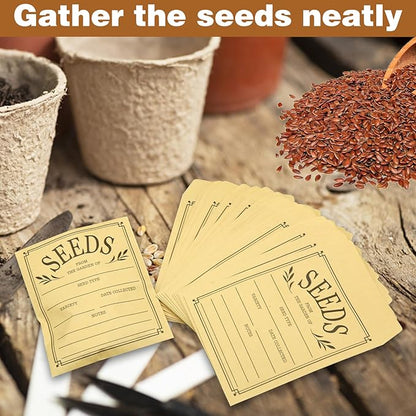 100Pcs Seed Envelopes, Seed Envelope Resealable Brown Paper Self Adhesive Sealing Seeds Saving Envelopes for Storage Vegetable Flower Seeds, 3.1x4.7 Inch