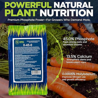 Supply Solutions | 0-45-0 Triple Superphosphate with 13.5% Calcium | High Phosphorus Bloom Booster Fertilizer for Indoor Plants, Flowers, Orchids, Citrus, Lawns, Vegetables & Fruit Trees (5 Pounds)