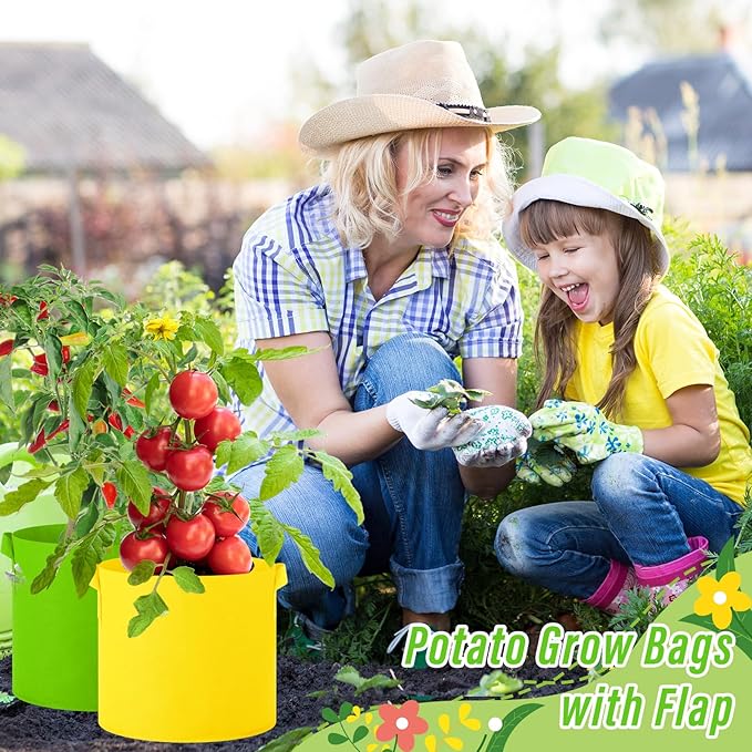 20 Pack 3 Gallon Grow Bags Multicolor Plant Grow Bag Non Woven Fabric Pots with Handles Garden Plant Seeds Tomato Vegetables Flowers Planting Bags for Indoor or Outdoor Gardening