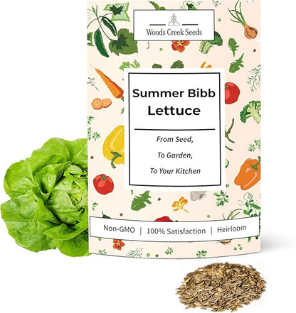 Summer Bibb Lettuce Seeds for Planting – Heirloom, Heat Tolerant Bibb Lettuce Seeds, Loose Leaf Salad Lettuce for Home Gardens & Hydroponics | Woods Creek Seeds