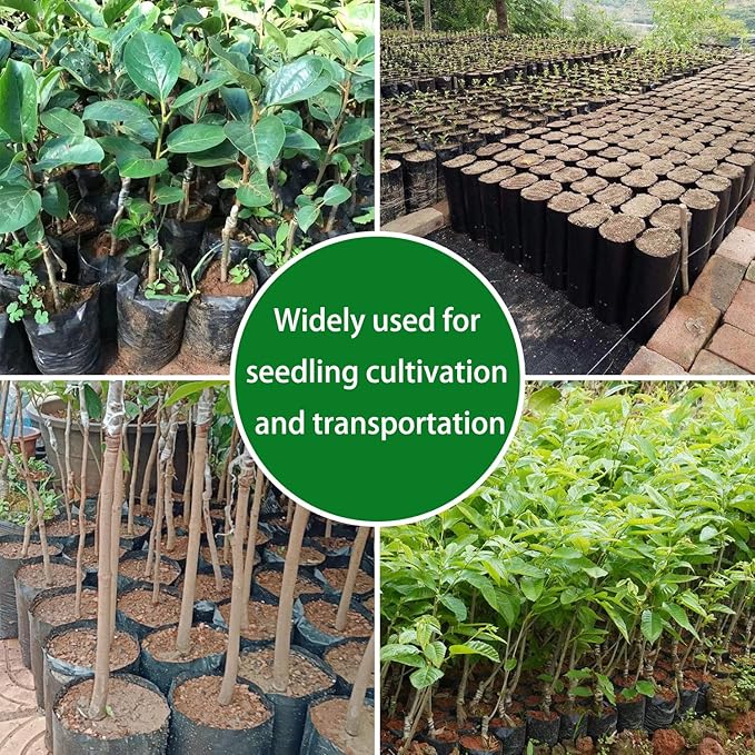 Belit Nursery Growing Bags, 100 Pcs Black Plastic Seedling Pots for Gardening Seed Plant Bags, Fruit Tree Seedling, Starting saplings(7"x8.7")