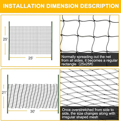 Chicken Netting 25'x25' with 1" Mesh Nylon Bird Netting for Chicken Coop, Heavy Duty Poultry Net Bird Net for Garden Deer Fence for Fruit Tree