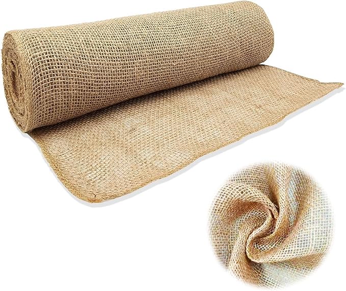 40InX50FT Burlap Rolls Multipurpose Burlap Fabric for Garden Tree Wrap Winter Weed Barrier Protection for Outdoor Plant Shrubs DIY Craft Projects and Party Decor