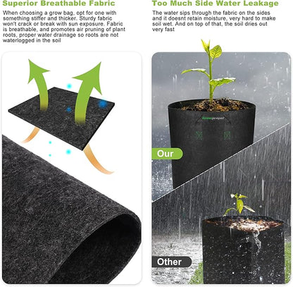 Taller Grow Bags for Deep Root Plants, 30 Gallon 2 Pack Thickened Nonwoven Fabric Pots with Short Handles, Washable Reusable Cloth Plant Bags for Vegetables, Pond Aquatic Plants