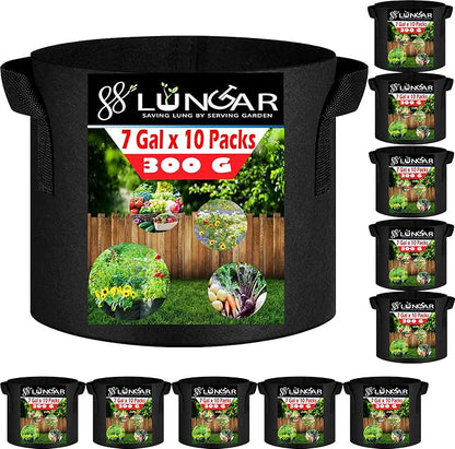Plant Grow Bags - 7 Gallon 10 Packs Planter Pot, Thickest Aeration 300G Non-Woven Fabric, Reinforced Handles for Weatherproof Nursery Pot, Enhanced Double Seam
