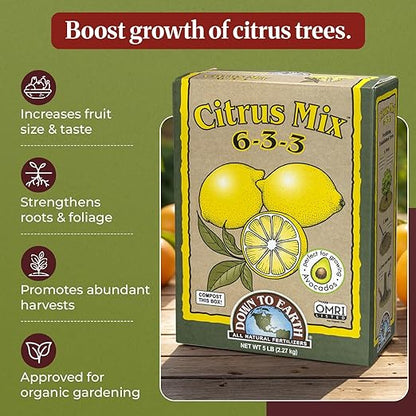 Down To Earth Citrus Mix 6-3-3 & Acid Mix 4-3-6 Fertilizer Bundle | Organic Plant Food for Citrus, Blueberries & Acid-Loving Plant | Nutrient-Rich Soil Amendment for Garden & Potted Plants | 5 lb Each