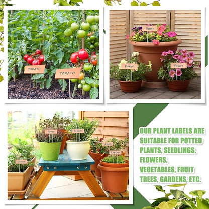 Maitys 62 Pcs Metal Garden Markers Plant Label Stakes Outdoor Weatherproof 10.6 Inch Stainless Steel Nursery Tags Bulk with Pens (Rose Gold Label with Black Ink)