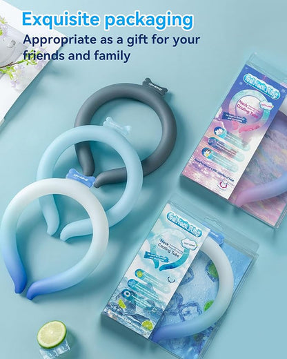 Neck Cooling Tube Wraps Ice Ring Neck Cooler Personal Ice Pack Wrap for Hot Weather Gel Reusable Wearable Gel Cooling for Summer Heat Hot Flashes Freezer Below 64.4℉